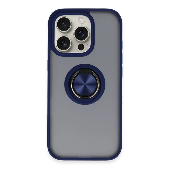 Newface iPhone 16 Pro Max Kılıf Montreal Yüzüklü Silikon Kapak - Lacivert ürün görseli 1