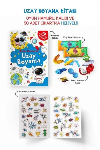 Uzay Boyama Kitabı - Oyun Hamurlu - 3 Yaş + ürün görseli 1