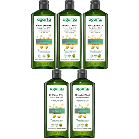 Agarta Doğal Şampuan 400 ML Kepek Karşı Etkili - Kaşıntı Pullanma Karşıtı (5 Li Set) ürün görseli 1
