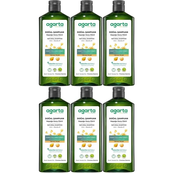 Agarta Doğal Şampuan 400 ML Kepek Karşı Etkili - Kaşıntı Pullanma Karşıtı (6 Lı Set) ürün görseli 1