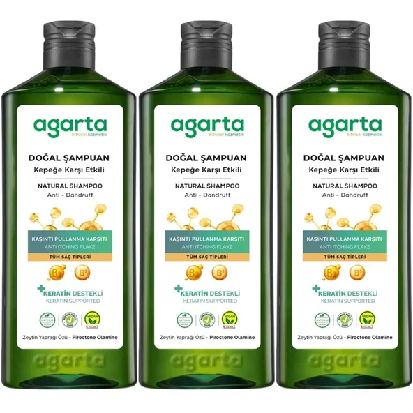 Agarta Doğal Şampuan 400 ML Kepek Karşı Etkili - Kaşıntı Pullanma Karşıtı (3 Lü Set) ürün görseli 1