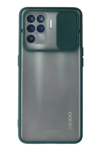 Newface Oppo Reno 5 Lite Kılıf Palm Buzlu Kamera Sürgülü Silikon - Yeşil ürün görseli 1