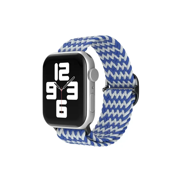 Newface Apple Watch 38mm Star Kordon - Zigzag Beyaz-Mavi - Resim 3