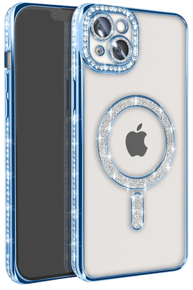 Newface Apple iPhone 15 Kılıf Joke Simli Magneticsafe Kılıf - Mavi ürün görseli 1