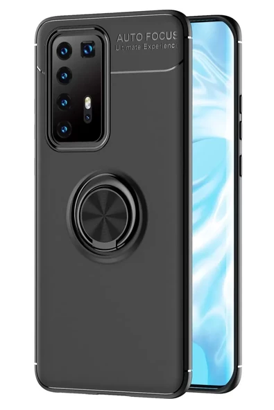 Newface Huawei P40 Pro Kılıf Range Yüzüklü Silikon - Siyah ürün görseli 1