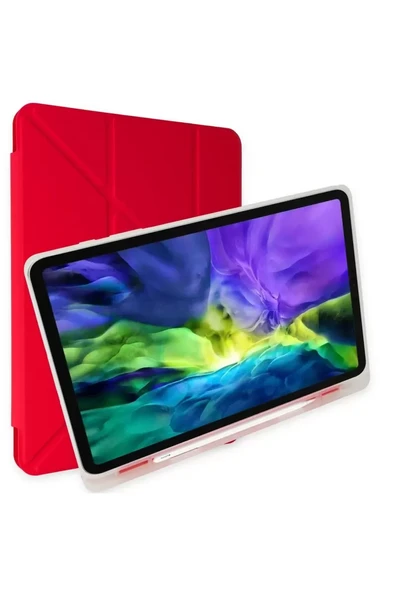 Newface Apple iPad 2022 10.9 (10.nesil) Kılıf Kalemlikli Mars Tablet Kılıfı - Kırmızı ürün görseli 1