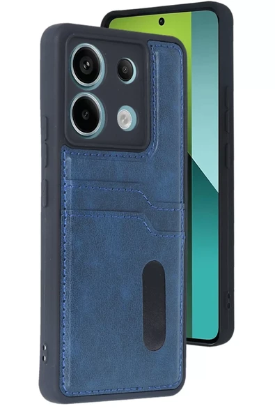 Newface Xiaomi Redmi Note 13 Pro 4G Kılıf Sara Kartvizitli Deri Kılıf - Lacivert ürün görseli 1