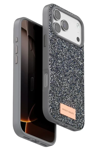 Onegif Apple iPhone 17 Pro Max Bright Simli Kapak - Gümüş ürün görseli 1
