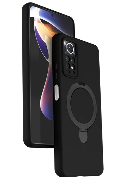 Newface Xiaomi Redmi Note 12 Pro 4G Regal Magsafe Standlı Kapak - Siyah ürün görseli 1