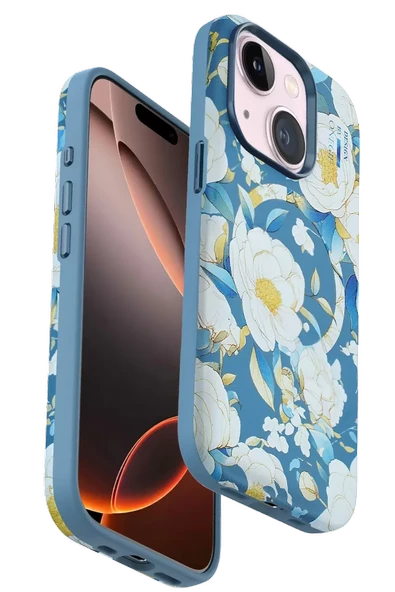 Onegif Apple iPhone 15 Flower Series Magsafe Kapak - Mavi ürün görseli 1