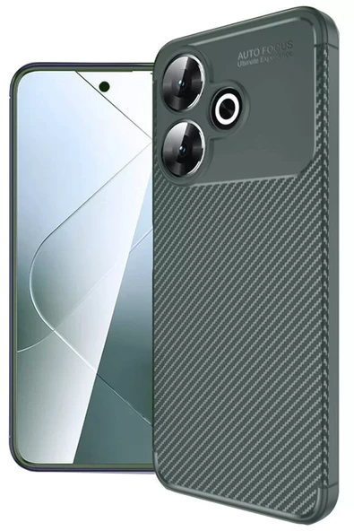 Newface Xiaomi Redmi 13 4G Kılıf Auto Focus Karbon Kapak - Koyu Yeşil ürün görseli 1