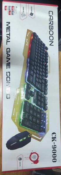CARBOON CK-9000 OYUNCU METALİK HİSLİ KABLOLU KLAVYE MOUSE SET ürün görseli 1