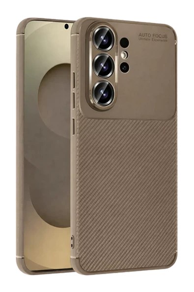 Newface Samsung Galaxy S26 Ultra Auto Focus Karbon Kapak - Kahverengi ürün görseli 1