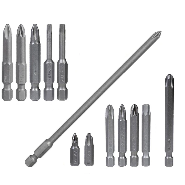 Matkap Bits Uç Vidalama Ucu Düz Yıldız Torx Uç (13 PARÇA) - Resim 4
