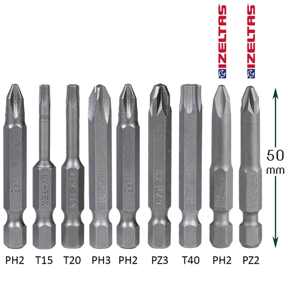 Matkap Bits Uç Vidalama Ucu Düz Yıldız Torx Uç Set (9 PARÇA) - Resim 2