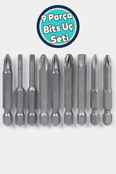 Matkap Bits Uç Vidalama Ucu Düz Yıldız Torx Uç Set (9 PARÇA) - Resim 4