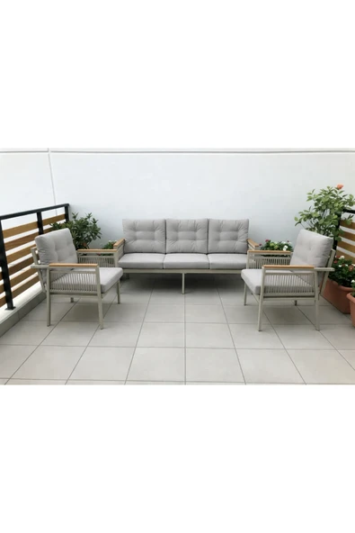 adımshops OPAL 3+1+1 (GRİ) Metal Gövde Balkon-bahçe-kafe,çay Seti,koltuk Takımı,oturma Grubu,ofis Koltuğu ürün görseli 1