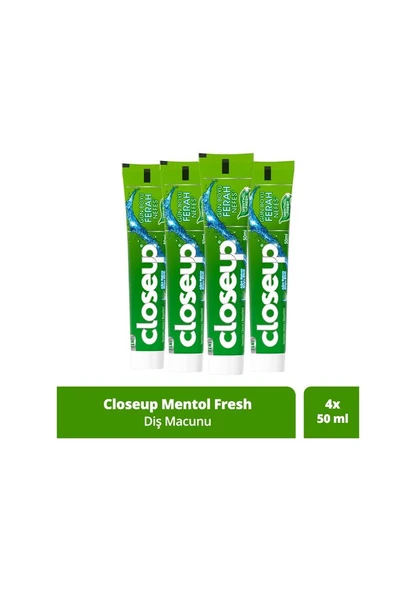 Close Up Diş Macunu Menthol Fresh Ağız Bakım Suyu Etkili 50 ml x 4 Adet ürün görseli 1