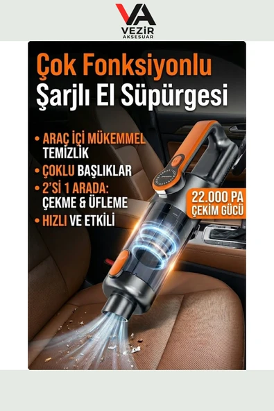 Rongbei Kablosuz Şarjlı El Süpürgesi 22000PA | Çok Fonksiyonlu Araç & Ev Temizlik Makinesi ürün görseli 1