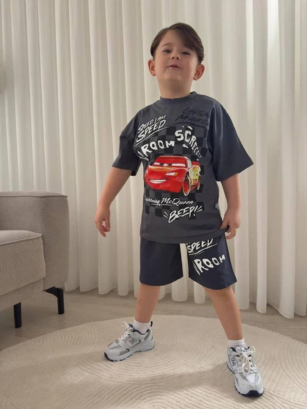 Cg Kids Şimşek Mcqueen Cars Arabalar Erkek Çocuk Tshirt&Şort Alt Üst Takım ürün görseli 1