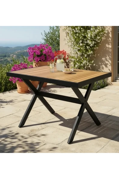 adımshops ELMAS X METAL AYAK GÜRGEN TABLA BAHÇE MOBİLYASI MASA 70x110cm ürün görseli 1