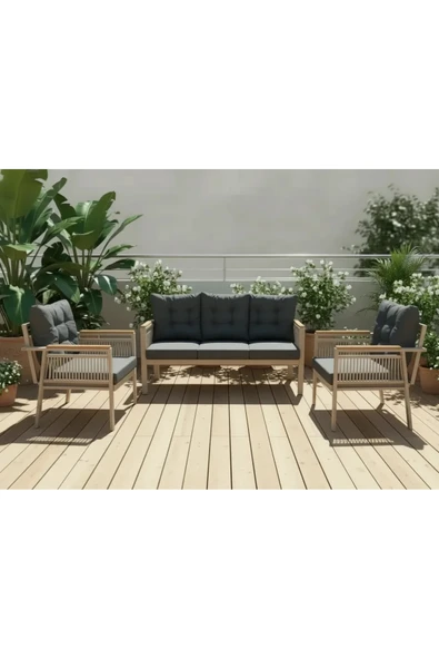 adımshops OPAL 3+1+1 (ANTRASİT) Metal Gövde Balkon-bahçe-kafe,çay Seti,koltuk Takımı,oturma Grubu,ofis Koltuğu ürün görseli 1