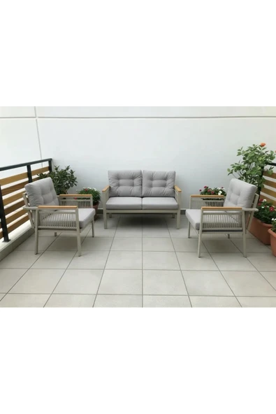 adımshops OPAL 2+1+1 (GRİ) Metal Gövde Balkon-bahçe-kafe,çay Seti,koltuk Takımı,oturma Grubu,ofis Koltuğu ürün görseli 1