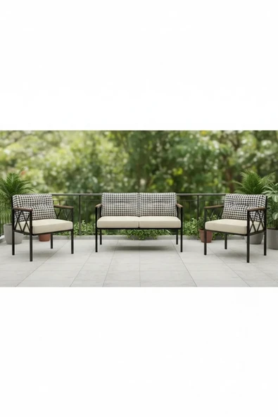 adımshops Safir 2+1+1 Kaz Ayağı Kırlent Balkon-bahçe-kafe-çay Seti-koltuk Takımı-oturma Grubu-ofis Koltuğu ürün görseli 1