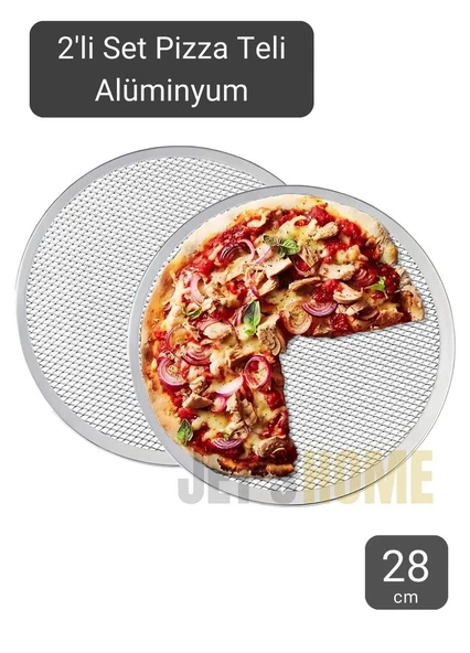 2li Set Pizza Tepsisi Alüminyum Pizza Teli Lahmacun Tepsisi 33 Cm ürün görseli 1