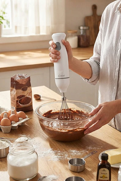 KC-8219H Paslanmaz Çelik Bıçaklı El Blender Seti - Resim 2