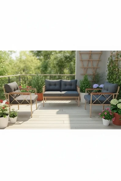 adımshops Safir cappuccino profil Balkon-bahçe-kafe Çay Seti Koltuk Oturma Takımı,oturma Grubu ürün görseli 1