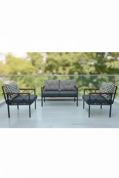 adımshops Safir 2+1+1 Kaz Ayağı Kırlent Balkon-bahçe-kafe-çay Seti-koltuk Takımı-oturma Grubu-ofis Koltuğu ürün görseli 1