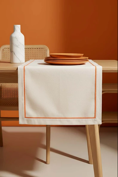 Turuncu Biyeli Krem Runner 50×130 cm ürün görseli 1