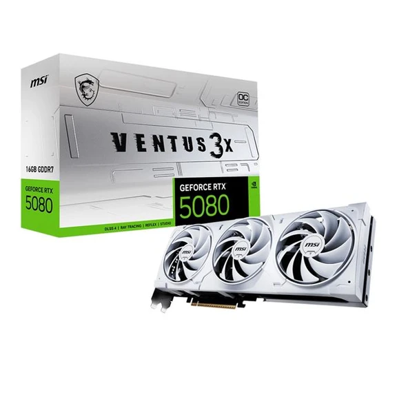 MSI VGA GEFORCE RTX 5080 16G VENTUS 3X OC PLUS RTX5080 16GB GDRR7 256 B DX12 PCIE 5.0 X16 (3XDP 1XHDMI) ürün görseli 1