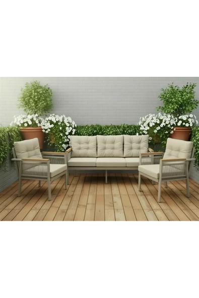 adımshops OPAL 3+1+1 (CAPPUCCİNO) Metal Gövde Balkon-bahçe-kafe,çay Seti,koltuk Takımı,oturma Grubu,ofis Koltu ürün görseli 1