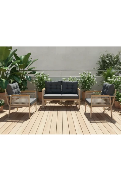 adımshops OPAL 2+1+1 (ANTRASİT) Metal Gövde Balkon-bahçe-kafe,çay Seti,koltuk Takımı,oturma Grubu,ofis Koltuğu ürün görseli 1