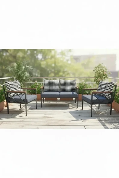 adımshops Safir 2+1+1 Kaz Ayağı Kırlent Balkon-bahçe-kafe Çay Seti Koltuk Oturma Takımı-oturma Grubu ürün görseli 1