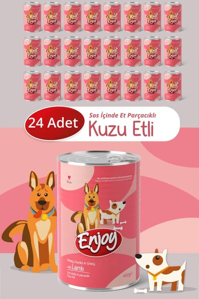 Enjoy Kuzu Etli Köpek Konservesi Sos İçinde Et Parçacıklı 400 Gr x24 ürün görseli 1
