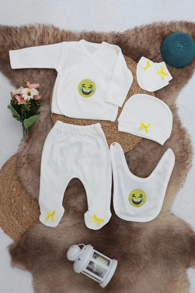 Sema Baby 5 Parça Gülen Surat Hastane Çıkışı Zıbın Seti 0-3 Ay ürün görseli 1