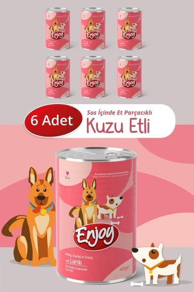 Enjoy Kuzu Etli Köpek Konservesi Sos İçinde Et Parçacıklı 400 Gr x6 ürün görseli 1