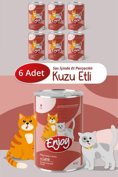 Enjoy Kuzu Etli Kedi Konservesi Sos İçinde Et Parçacıklı 400 Gr x6 ürün görseli 1
