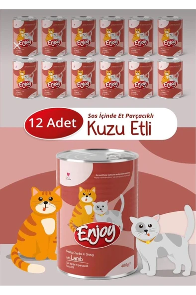 Enjoy Kuzu Etli Kedi Konservesi Sos İçinde Et Parçacıklı 400 Gr x12 ürün görseli 1