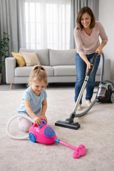 Oyuncak Elektrikli Süpürge Rol Oyunlu Pembe ürün görseli 1