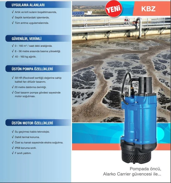 Alarko KBZ 415 - 20 Hp - 380V Endüstriyel Tip Drenaj Dalgıç Pompa (4") - Resim 2