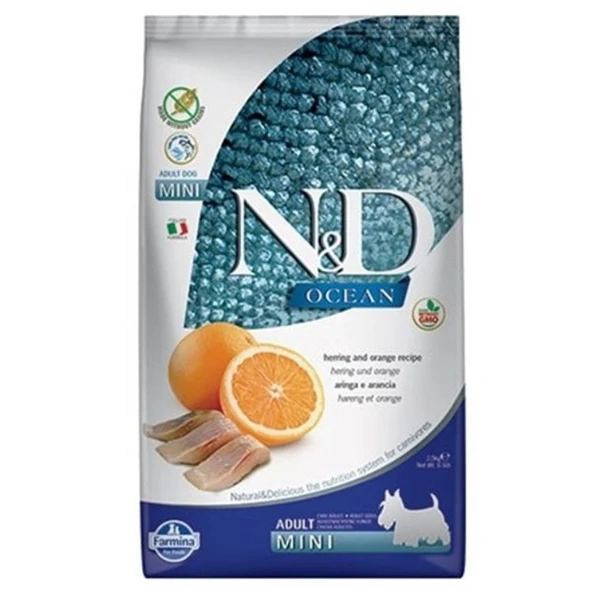 N&D Ocean Tahılsız Adult Balık Portakallı Küçük Irk Yetişkin Köpek Maması 2.5 Kg ürün görseli 1