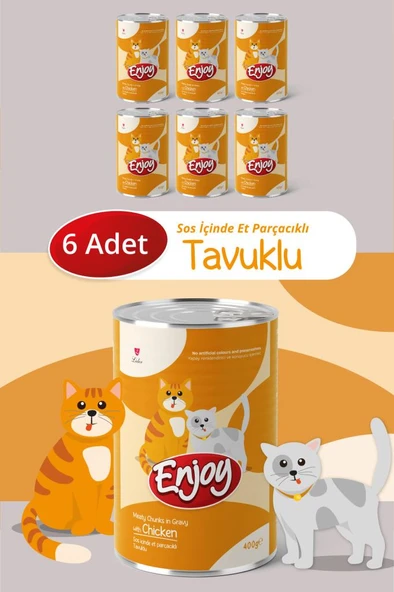 Enjoy Tavuklu Kedi Konservesi Sos İçinde Et Parçacıklı 400 Gr x6 ürün görseli 1