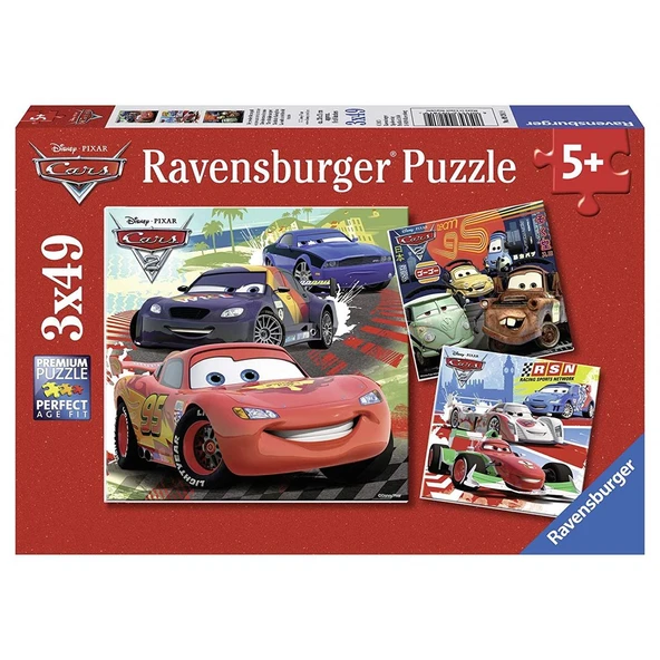 Ravensburger 3 Adet 49 Parçalı Puzzle Disney Cars Ravensburger 5 Yaş ve Üzeri Çocuk Yapbozları Serisi ürün görseli 1