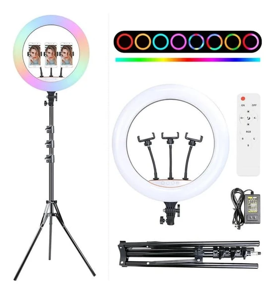OEM 3D-45 Diamond 2.1 mt Tripod 45 cm RGB Led Kumandalı Selfie Işığı (Siyah) ürün görseli 1