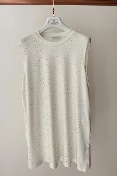 MB27.191 MOODBASİC SERPME TAŞLI SIFIR KOL TSHIRT - Resim 2