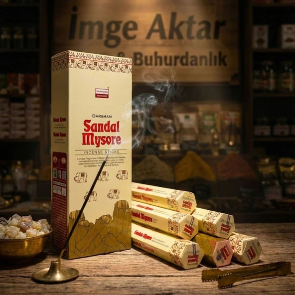 Darshan Sandal Mysore (Mysore Sandalı) Çubuk Tütsü (20'li Paket) - Premium Odunsu ürün görseli 1